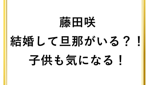 藤田咲は結婚して旦那がいる？！子供も気になる！